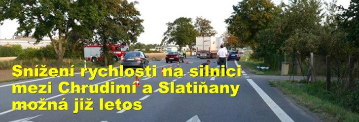 Snížení rychlosti na silnici mezi Chrudimí a Slatiňany možná již letos