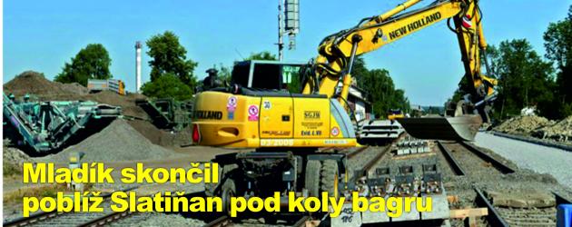 Mladík skončil poblíž Slatiňan pod koly bagru