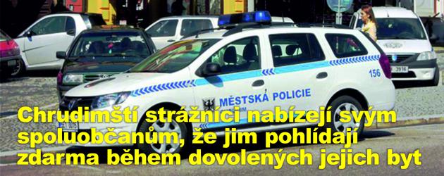 Chrudimští strážníci nabízejí svým spoluobčanům, že jim pohlídají zdarma během dovolených jejich byt