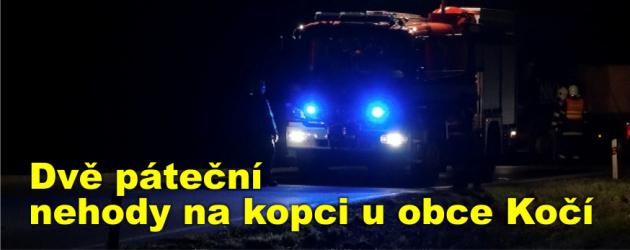 Dvě páteční nehody na kopci u obce Kočí