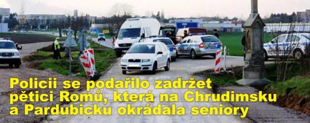Policii se podařilo zadržet pětici Romů, která na Chrudimsku a Pardubicku okrádala seniory