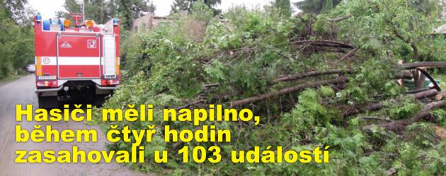 Hasiči měli napilno, během čtyř hodin zasahovali u 103 událostí
