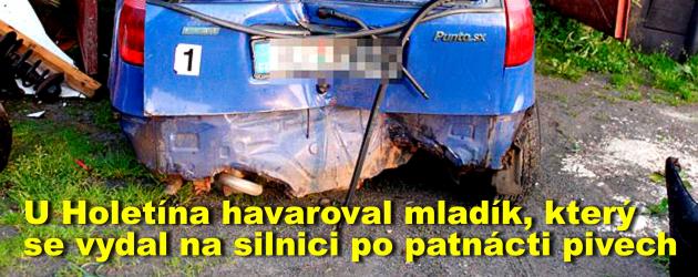 U Holetína havaroval mladík, který se vydal na silnici s autem po patnácti pivech