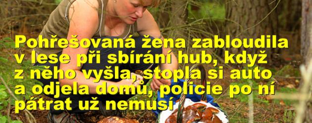 Žena zabloudila při sbírání hub v lese a zatímco po ní pátrala policie, odjela stopem domů
