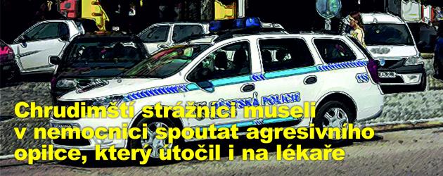 Chrudimští strážníci museli v nemocnici spoutat agresivního opilce, který útočil i na lékaře