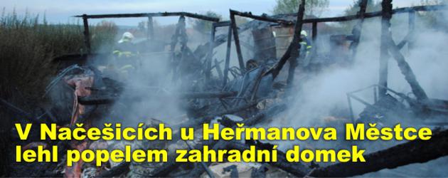 V Načešicích u Heřmanova Městce lehl popelem zahradní domek