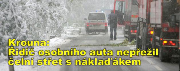 Tragédie u Krouny na Chrudimsku: Řidič osobního auta nepřežil čelní střet s náklaďákem