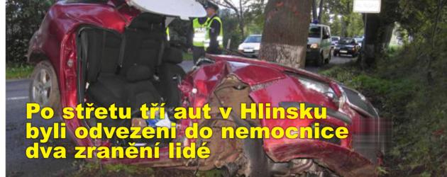 Po střetu tří aut v Hlinsku byli odvezeni do nemocnice dva zranění lidé