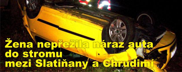 Žena nepřežila náraz auta do stromu mezi Slatiňany a Chrudimí