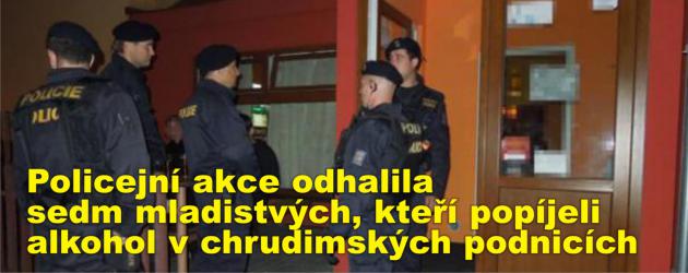 Policejní akce odhalila sedm mladistvých, kteří popíjeli alkohol v chrudimských podnicích