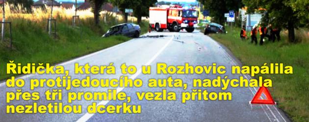 Řidička, která to u Rozhovic napálila do protijedoucího auta, nadýchala přes tři promile, vezla přitom nezletilou dcerku