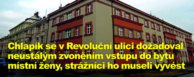 Chlapík se v Revoluční ulici dožadoval neustálým zvoněním vstupu do bytu místní ženy, strážníci ho museli vyvést