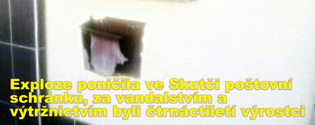 Exploze poničila ve Skutči poštovní schránku, za vandalstvím a výtržnictvím byli čtrnáctiletí výrostci