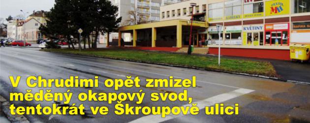 V Chrudimi opět zmizel měděný okapový svod, tentokrát ve Škroupově ulici
