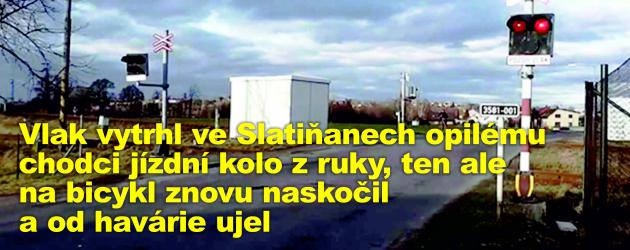 Vlak vytrhl ve Slatiňanech opilému chodci jízdní kolo z ruky, ten ale na bicykl znovu naskočil a od havárie ujel
