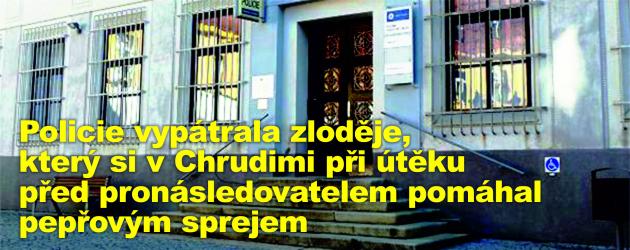 Policie vypátrala zloděje, který si v Chrudimi při útěku před pronásledovatelem pomáhal pepřovým sprejem