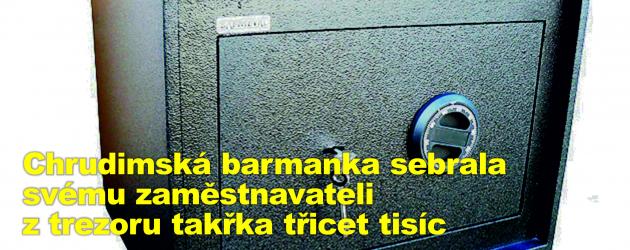 Chrudimská barmanka sebrala svému zaměstnavateli z trezoru takřka třicet tisíc