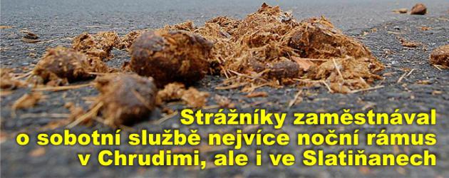 Strážníky zaměstnával o sobotní službě nejvíce noční rámus v Chrudimi, ale i ve Slatiňanech