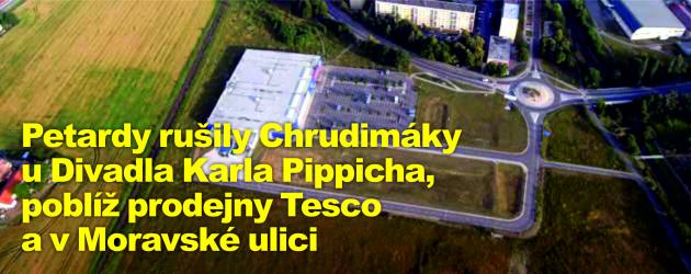 Petardy rušily Chrudimáky u Divadla Karla Pippicha, poblíž prodejny Tesco a v Moravské ulici