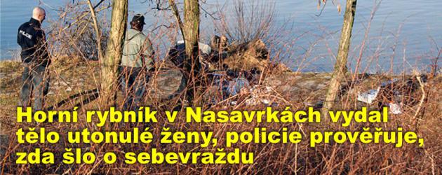 Horní rybník v Nasavrkách vydal tělo utonulé ženy, policie prověřuje, zda šlo o sebevraždu