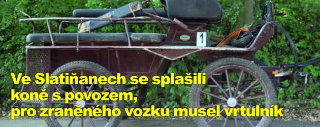 Ve Slatiňanech se splašili koně s povozem, pro zraněného vozku musel vrtulník