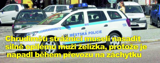 Chrudimští strážníci museli nasadit silně opilému muži želízka, protože je napadl během převozu na záchytku