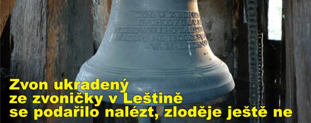 Zvon ukradený ze zvoničky v Leštině na Chrudimsku se podařilo nalézt, zloděje ještě ne
