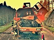 Skutečští strážníci zasahovali u nehody dvou nákladních automobilů