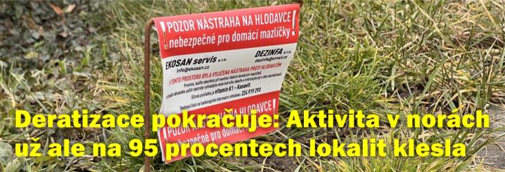 Cílená deratizace funguje. Potkani zůstávají aktivní už jen na pěti procentech původní plochy