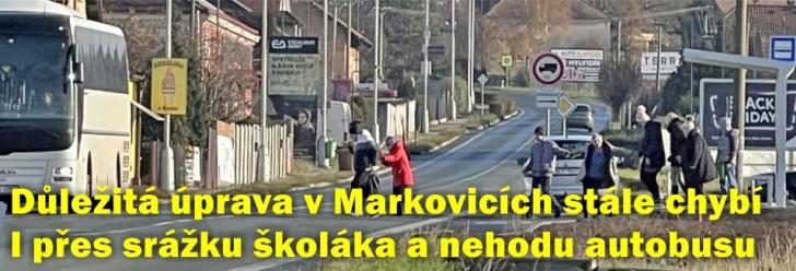 I přes srážku školáka a nehodu autobusu důležitá úprava v Markovicích stále chybí