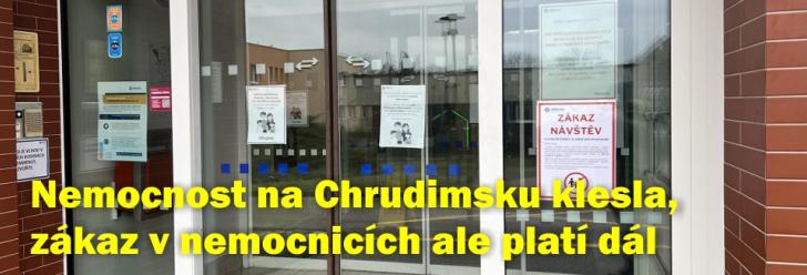 Nemocnost na Chrudimsku klesla, zákaz v nemocnicích ale platí dál