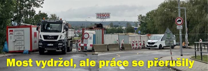 Práce na mostě přes Chrudimku se dočasně zastavily